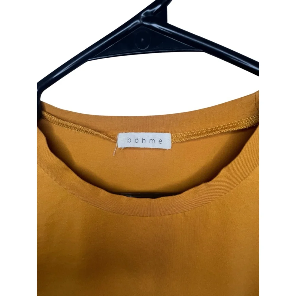 Bohme Mustard Yellow Short Sleeve Basic T-Shirt Midi Dress - Picture 3 of 6